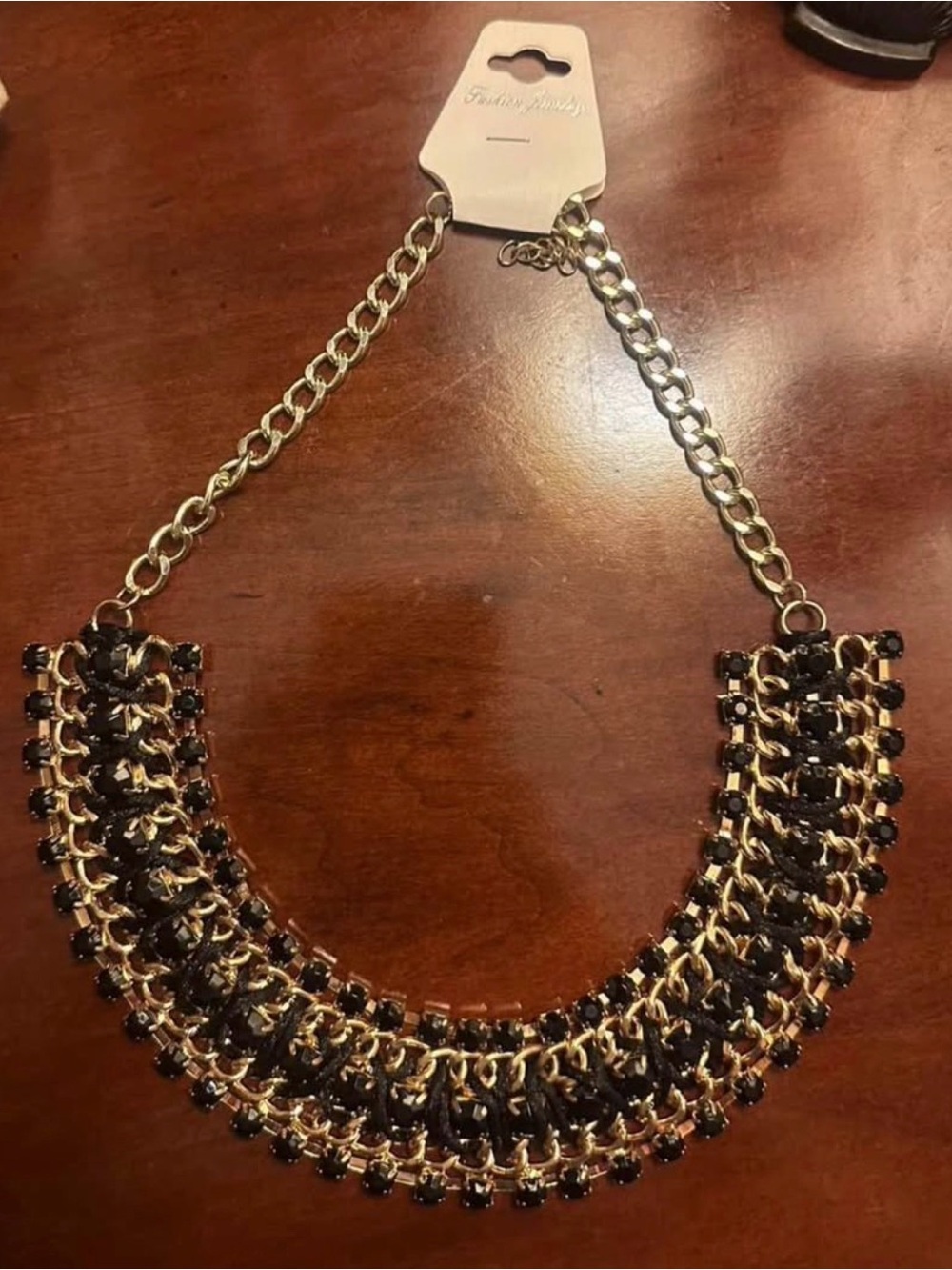 Fashion Jewelry Gold and Black Multi-Row Chain Necklace